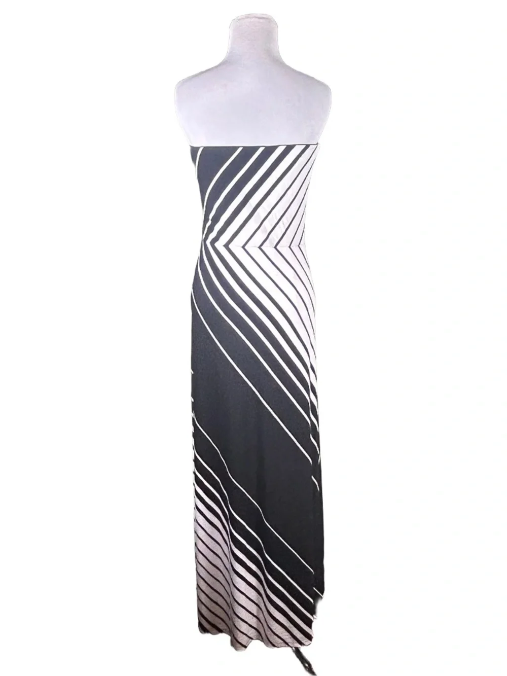 White House Black Market Strapless Geometric Chevron Maxi Dress - Picture 2 of 4